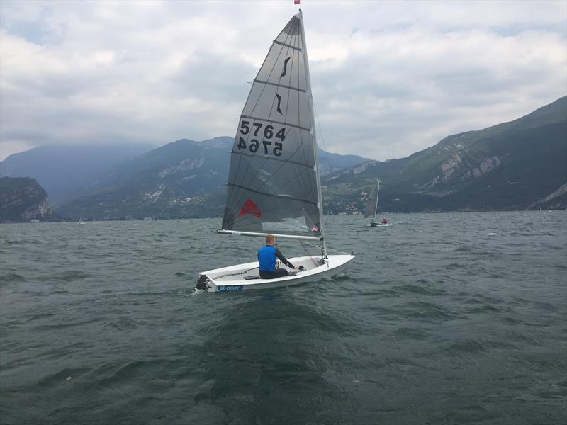 Davenport visualising a victory before the start of the race he won on day 2 of the Magic Marine Solo Nation's Cup at Lake Garda photo copyright Will Loy taken at Fraglia Vela Riva and featuring the Solo class