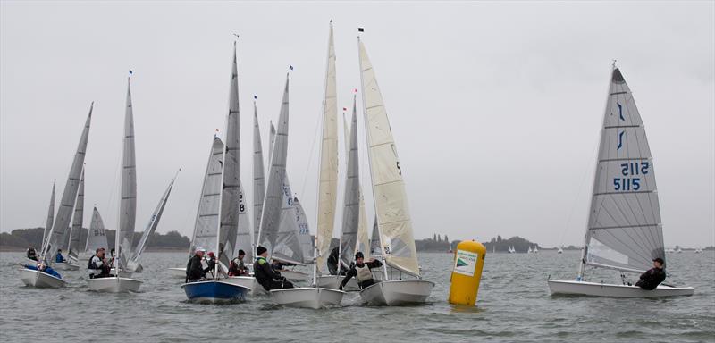 A busy windward mark during the Harken Solo Inland Championship at Grafham Water - photo © Ross Underwood