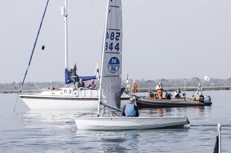 Pete Mitchell in very light wind during the Lymington Solo Open photo copyright Lou Johnson taken at Lymington Town Sailing Club and featuring the Solo class