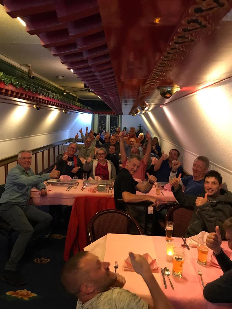 Competitors in Danny Leng's Chinese Restaurant during the Solo Spring in Medemblik photo copyright Marc Dieben taken at Royal Yacht Club Hollandia and featuring the Solo class