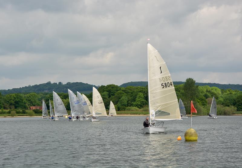 Steve Eve leading the fleet during the Bough Beech Solo Open photo copyright to James Maynard taken at Bough Beech Sailing Club and featuring the Solo class