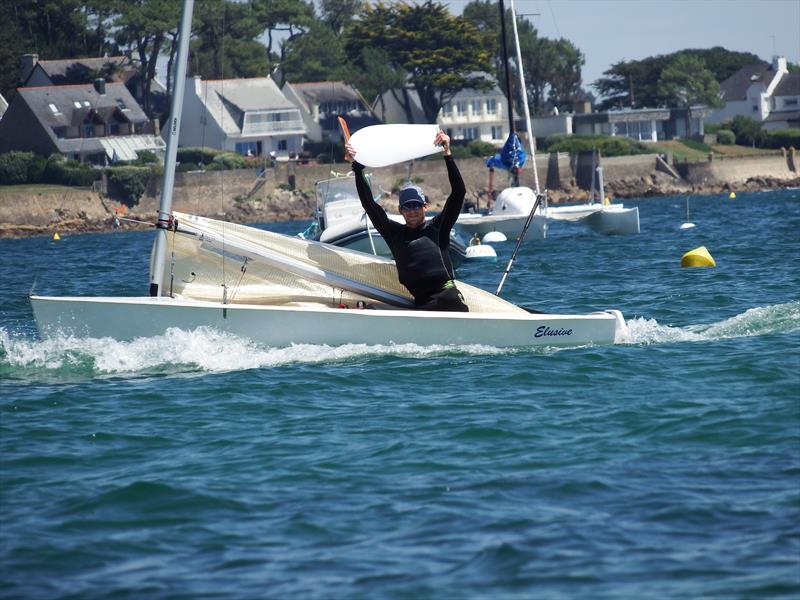 Michiel De Boer breaks his rudder before the Magic Marine Solo Nation's Cup photo copyright Will Loy taken at Yacht Club de Carnac and featuring the Solo class