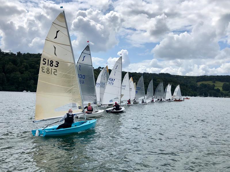 Race 3 start at the Dittisham Sailing Club Solo Open photo copyright Janie Harford taken at Dittisham Sailing Club and featuring the Solo class