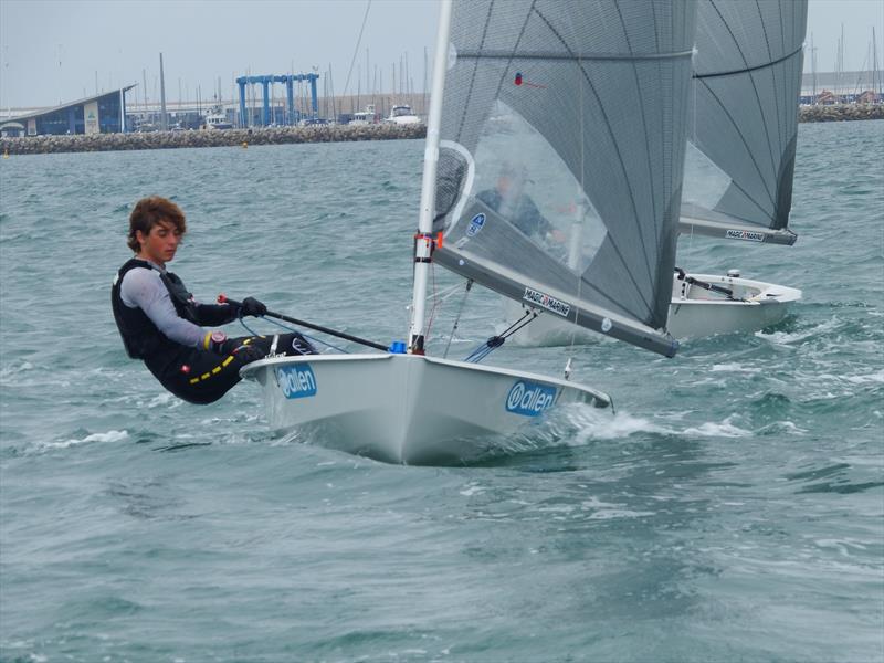 Finley Dickinson on day 1 of the Solo Nationals at the WPNSA photo copyright Will Loy taken at Weymouth & Portland Sailing Academy and featuring the Solo class