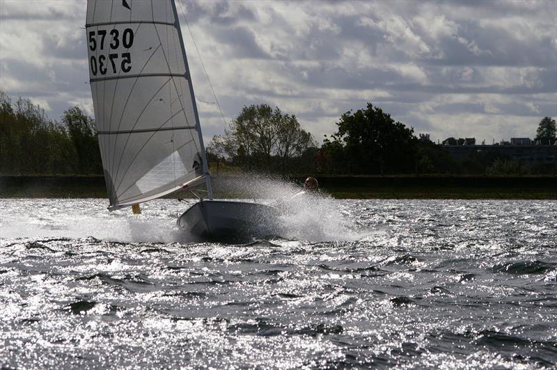 Solos at Island Barn Reservoir photo copyright Jim Champ taken at Island Barn Reservoir Sailing Club and featuring the Solo class