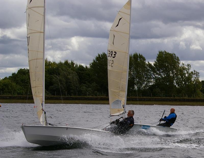 Solos at Island Barn Reservoir photo copyright Jim Champ taken at Island Barn Reservoir Sailing Club and featuring the Solo class