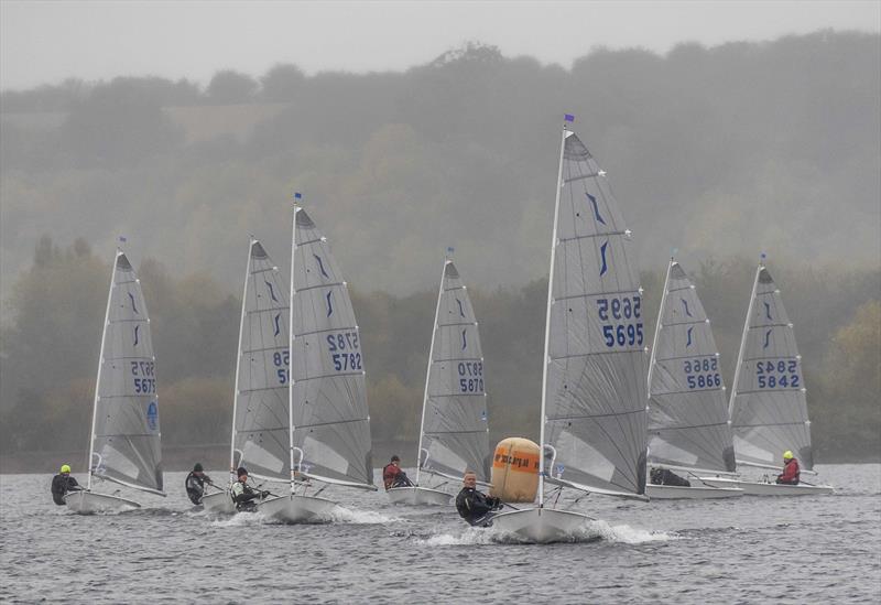 Ian Ingram leading Nigel Davies and Tom Gillard in the third race at the Notts County Solo Open photo copyright David Eberlin taken at Notts County Sailing Club and featuring the Solo class