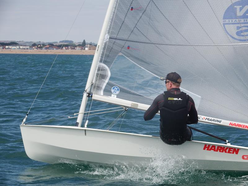 Charlie Cumbley defending his title on day 1 at the Magic Marine National Solo Championship at Hayling Island photo copyright Will Loy taken at Hayling Island Sailing Club and featuring the Solo class