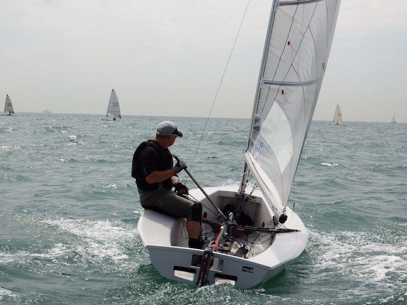 Andy Hyland working it upwind on day 5 at the Magic Marine National Solo Championship at Hayling Island - photo © Will Loy