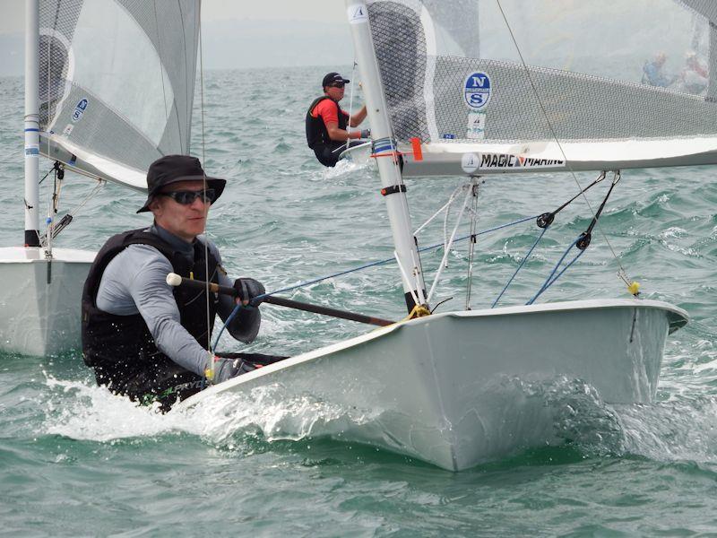 Andrew Voysey rounds the top mark on day 5 at the Magic Marine National Solo Championship at Hayling Island photo copyright Will Loy taken at Hayling Island Sailing Club and featuring the Solo class