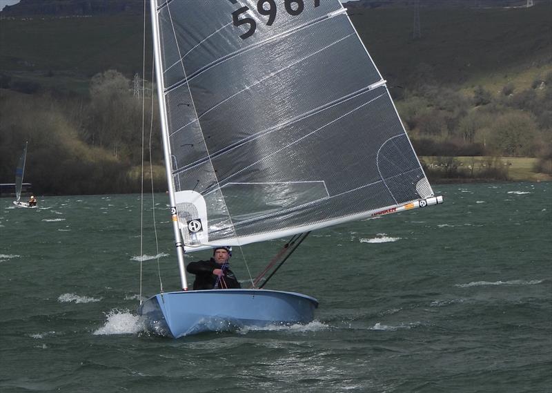 Davis styling it out for 2nd overall in the Noble Marine Solo Winter Championship 2022 photo copyright Will Loy taken at Carsington Sailing Club and featuring the Solo class
