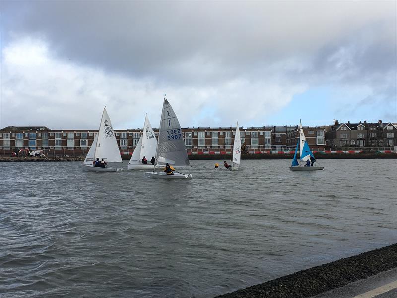 Race 2 start on day 2 of the West Kirby Sailing Club Arctic Series photo copyright Liz Potter taken at West Kirby Sailing Club and featuring the Solo class