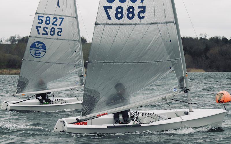 Jasper Barnham working up the right of the course - Noble Marine Solo Winter Championship at Northampton photo copyright Will Loy taken at Northampton Sailing Club and featuring the Solo class