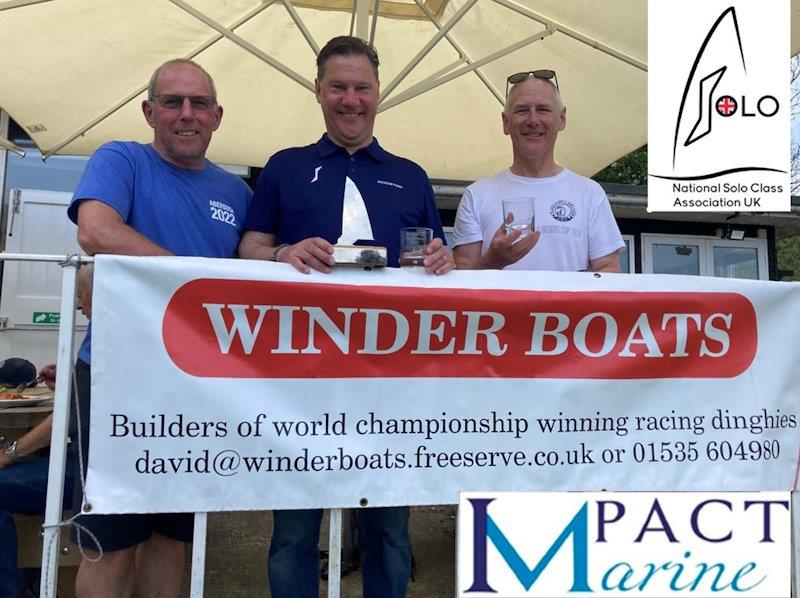 Solo Northern Area Championships at Ogston - (L to R) Chris Gillard 2nd, Martin Honnor 1st, Innes Armstrong 3rd photo copyright Justine Davenport taken at Ogston Sailing Club and featuring the Solo class