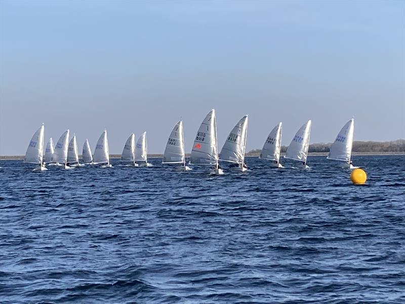 Olly Davenport leads the fleet during the Solo Winter Championship at Rutland photo copyright Don Munro taken at Rutland Sailing Club and featuring the Solo class