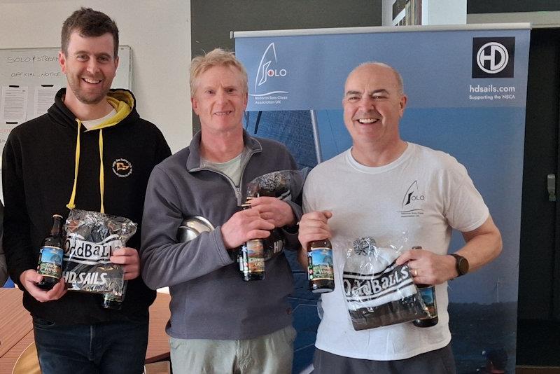 Winners Callum Gibb, Ian Baillie and Stuart Gibson - HD Sails Scottish Solo Travellers Round 1 at Bardowie Loch photo copyright C Brecknell taken at Clyde Cruising Club and featuring the Solo class