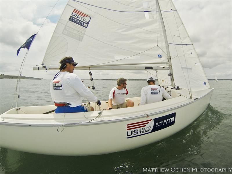 The USA Sonar team Rick Doerr, Tim Angle and Hugh Freund Clagett at the Clagett Regatta photo copyright Matthew Cohen / Clagett Regatta taken at Sail Newport and featuring the Sonar class