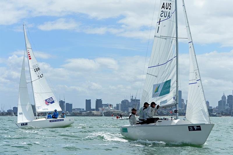 Day 4 of ISAF Sailing World Cup Melbourne photo copyright Sport the library / Jeff Crow taken at Royal Melbourne Yacht Squadron and featuring the Sonar class