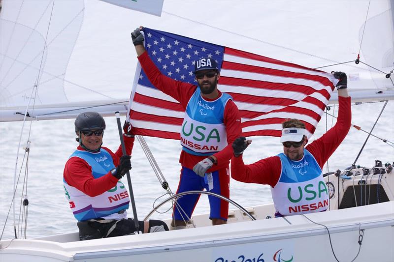 Silver for the USA Sonar team at the Rio 2016 Paralympic Sailing Competition - photo © Richard Langdon / Ocean Images