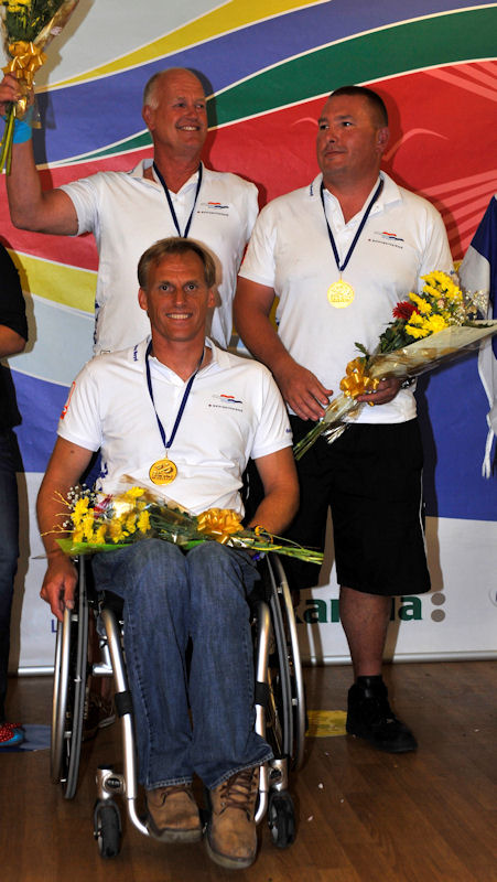 Hessels Udo, Mischa Rossen and Marcel Van De Veen (NED) win the Sonar class at the Skandia Sail for Gold Regatta photo copyright onEdition taken at Weymouth & Portland National Sailing Academy and featuring the Sonar class