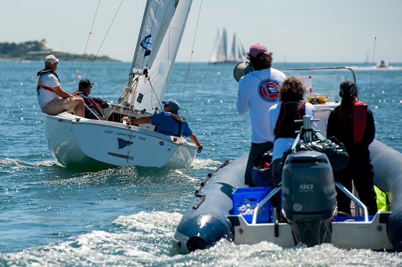 Dave Perry coaching Sonar sailors at The Clagett Regatta photo copyright Ro Fernandez taken at  and featuring the Sonar class