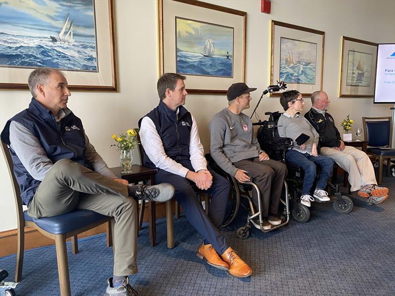 Alan Ostfield, Andrew Clouston, Ryan Porteous, Cristina Rubke, and Jim Thweatt at World Sailing’s Paralympic Reinstatement LA28 Media Event at St. Francis Yacht Club photo copyright David Schmidt taken at St. Francis Yacht Club and featuring the Sonar class