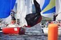 Local boats ‘Fiddlesticks' and ‘Jazz' approaching the downwind mark during racing on day 1 of the Artemis Sonata National Championships