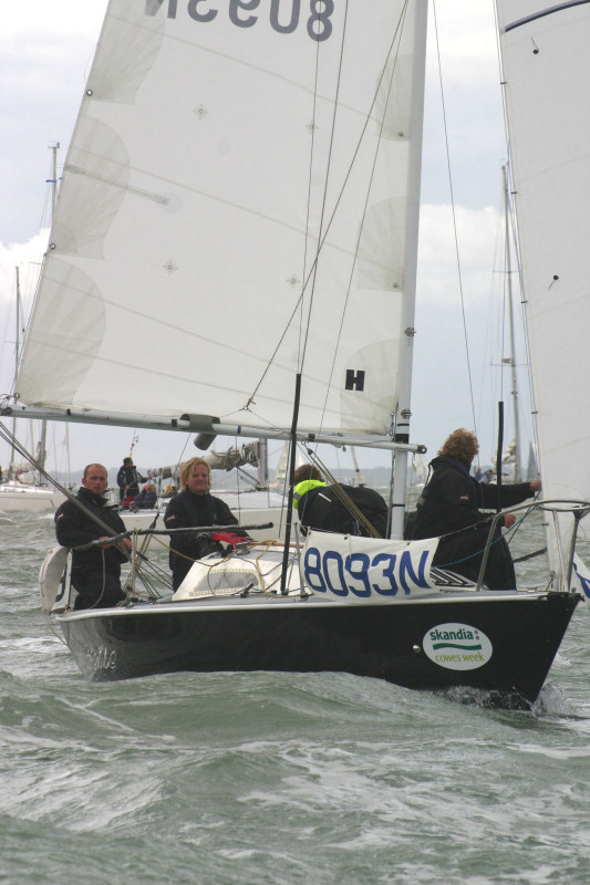 Racing continues in great winds at Skandia Cowes Week photo copyright Martin Augustus / www.sailingimages.co.uk taken at  and featuring the Sonata class
