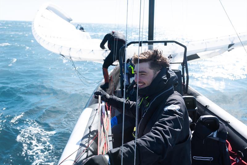 Recovering the kite after SP80 kiteboat reaches a peak speed of over 58 knots - photo © Guillaume Fischer