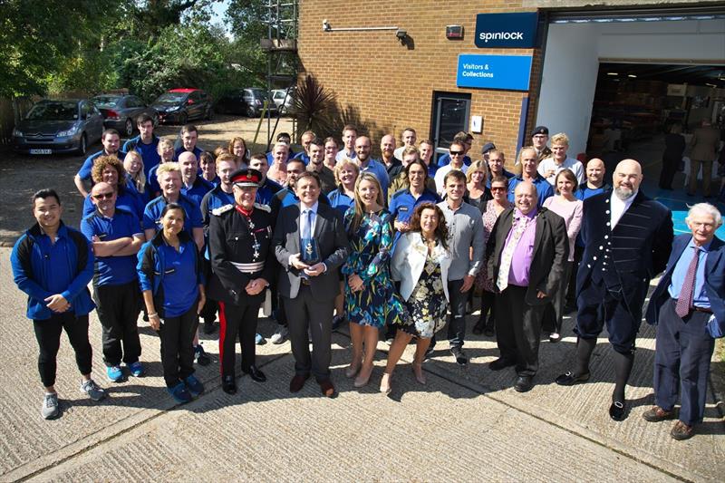 The Spinlock team, joined by local dignitaries, celebrated their Queen's Award for Enterprise: Innovation at their production facility in Cowes, Isle of Wight - photo © Spinlock