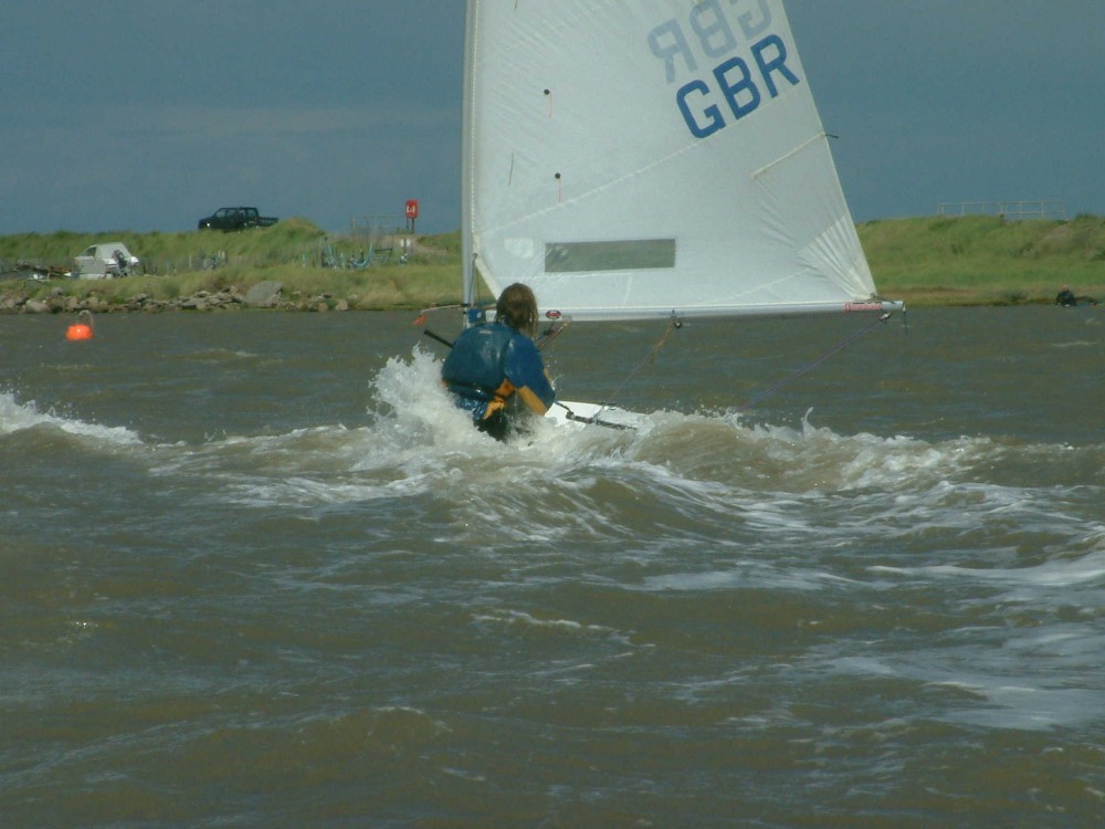 Andrew Friend at speed during the Splash training session at Slaughden Sailing Club photo copyright Keith Binns taken at Slaughden Sailing Club and featuring the Splash class