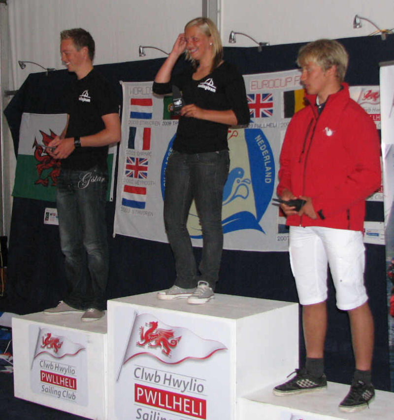 The silver fleet podium at the Splash worlds photo copyright Splash Class taken at Pwllheli Sailing Club and featuring the Splash class