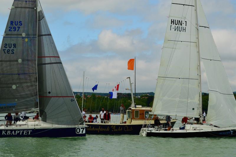 A fight to the finish between Kolibri and Kvartet on day 4 of the ORC Sportboat European Championship photo copyright Connie Christy taken at Balatonfüredi Yacht Club and featuring the Sportsboats class