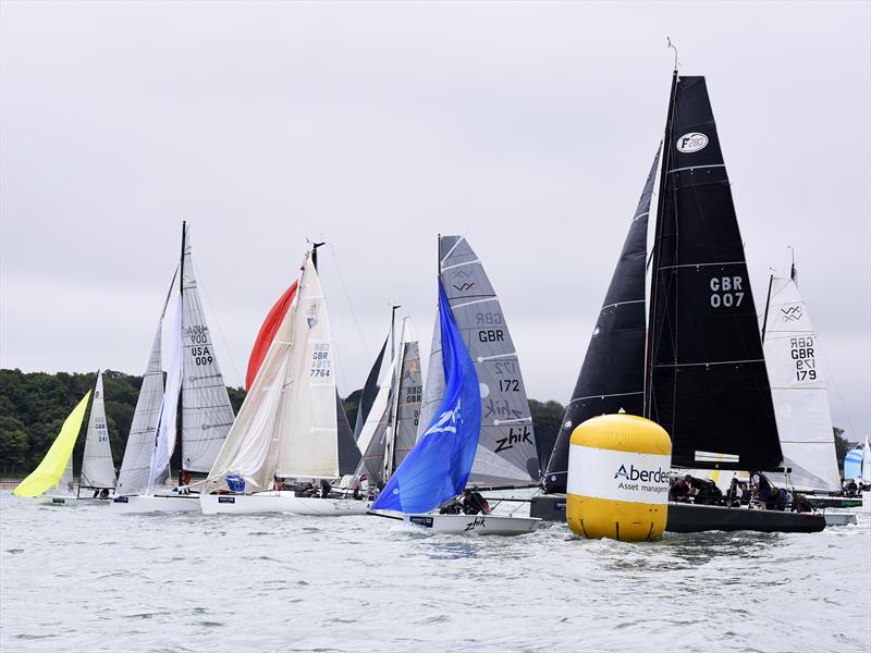 Sportsboat fleet on day 3 of Aberdeen Asset Management Cowes Week photo copyright Rick Tomlinson / www.rick-tomlinson.com taken at Cowes Combined Clubs and featuring the Sportsboats class