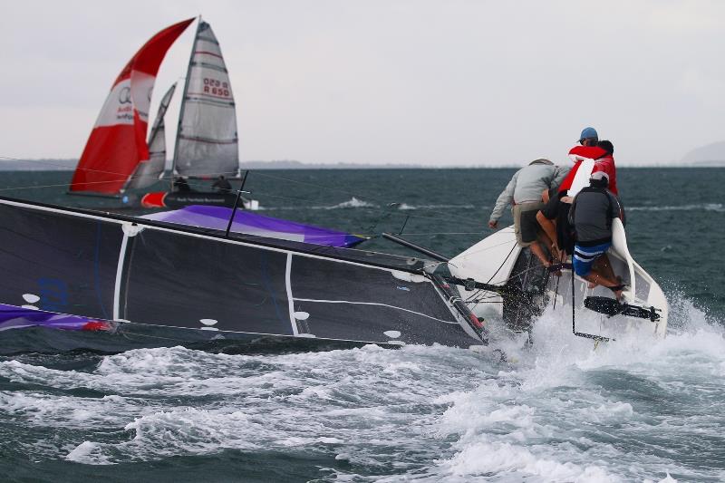 Sports boat Situation Normal crashes in a high winds - Sail Port Stephens 2019 photo copyright Mark Rothfield taken at Port Stephens Yacht Club and featuring the Sportsboats class
