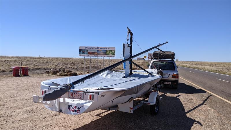 Shaw Thing at the Qld border on her way to Airlie Beach Race Week in 2022 photo copyright Tom Griffiths taken at Whitsunday Sailing Club and featuring the Sportsboats class