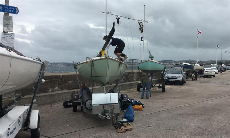 Packing up after day 2 racing cancelled in the Squib South Coast Championships photo copyright Keith Davies taken at Royal Torbay Yacht Club and featuring the Squib class