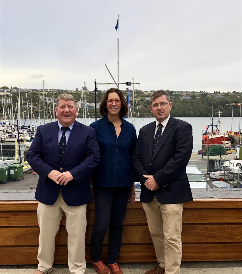 Commodore Dave Sullivan, Regatta Director Ruth Ennis and Vice-commodore Michael Walsh at launch of #Squib2020Kinsale photo copyright KYC taken at Kinsale Yacht Club and featuring the Squib class