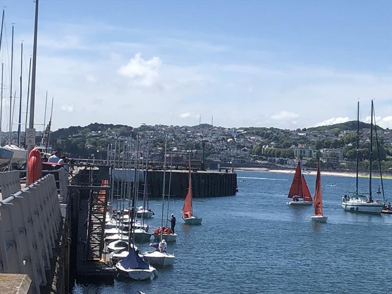 Squibs launching the Nationals in Torbay photo copyright Keith Davies taken at Royal Torbay Yacht Club and featuring the Squib class