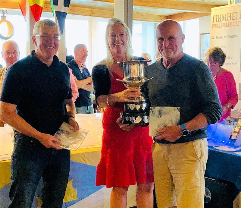 Winners of the Squib Nationals at Abersoch (l-r) Mark Platt, Michelle Stoker & Mike Budd photo copyright Gill Ackroyd taken at South Caernarvonshire Yacht Club and featuring the Squib class