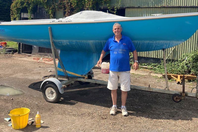 Former owner Richard Cosens is delighted to see Squib number 14 'Firecracker' back in Burnham photo copyright Dan Wastnage taken at Royal Corinthian Yacht Club, Burnham and featuring the Squib class