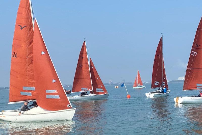 Eventual winner Atomic finishing in race 1 just ahead of Femme Fatale - Squib Irish East Coast Championship photo copyright Avril Fitzgerald taken at Royal St George Yacht Club and featuring the Squib class