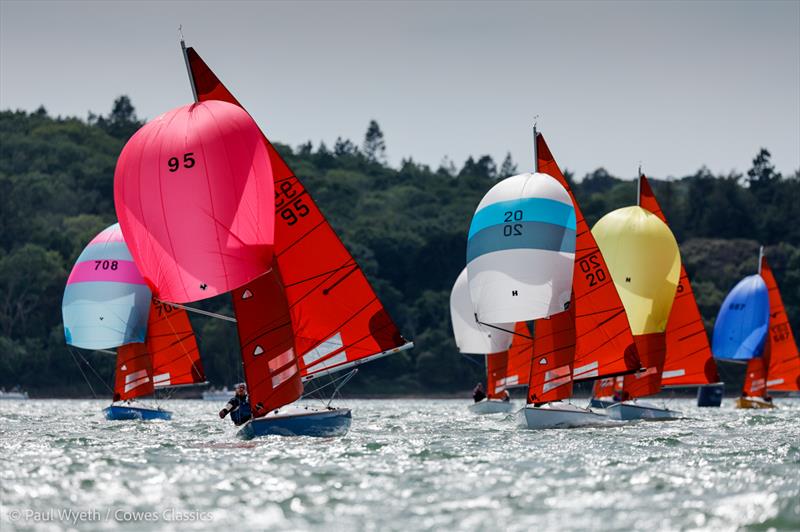 Cowes Classics Regatta 2025 Day 2 - Squib fleet, Penny Benjamin leading photo copyright Paul Wyeth / www.pwpictures.com taken at Royal London Yacht Club and featuring the Squib class