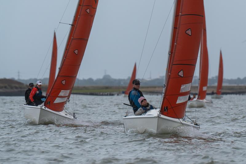 Ian Scott and Iona Martin, sailing on Squabble are sitting 2nd overall after Day 5 of Burnham Week 2025 photo copyright Petru Balau Sports Photography / sports.hub47.com taken at Royal Corinthian Yacht Club and featuring the Squib class