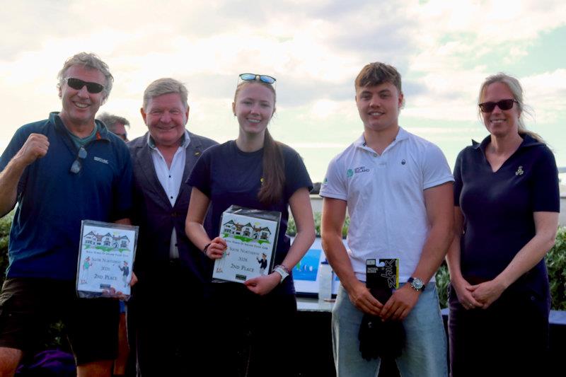 Second-placed John Driscoll, Ellie Nolan and Bobby Driscoll with sponsor Michael Rodgers and Commodore Lindsay Nolan - Rodgers and Browne Squib Northern Championships at Royal North of Ireland YC - photo © Michael Wright