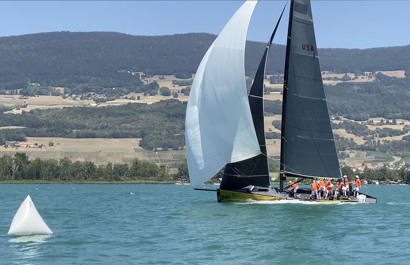 Team Netherlands blasting in to the finish during a training race with Team Australia - photo © John Curnow