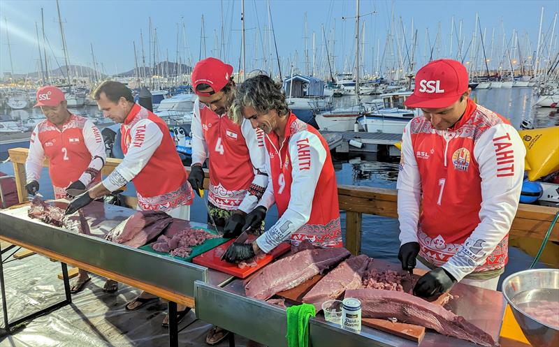 SSL Team Tahiti cook up a feast photo copyright Mark Jardine / SSL Gold Cup taken at Real Federación Canaria de Vela and featuring the SSL47 class