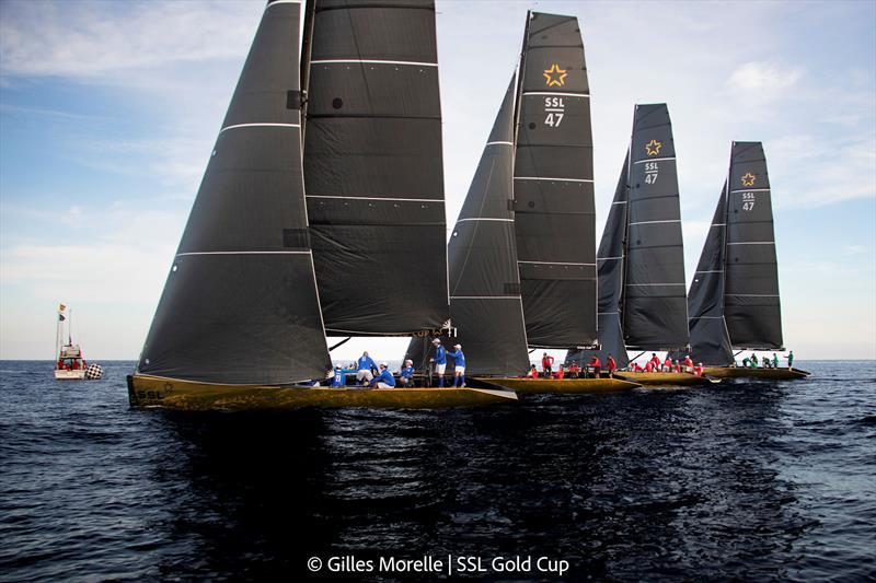 SSL Gold Cup 1/4 Finals Day 1: Lining up for the start photo copyright Gillles Morelle / SSL Gold Cup taken at Real Federación Canaria de Vela and featuring the SSL47 class