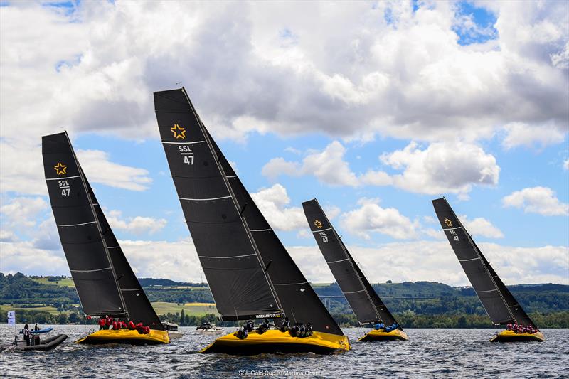 The fleet upwind on SSL Gold Cup Africa and Oceania Qualifier Day 2 photo copyright Martina Orsini / SSL Gold Cup taken at  and featuring the SSL47 class