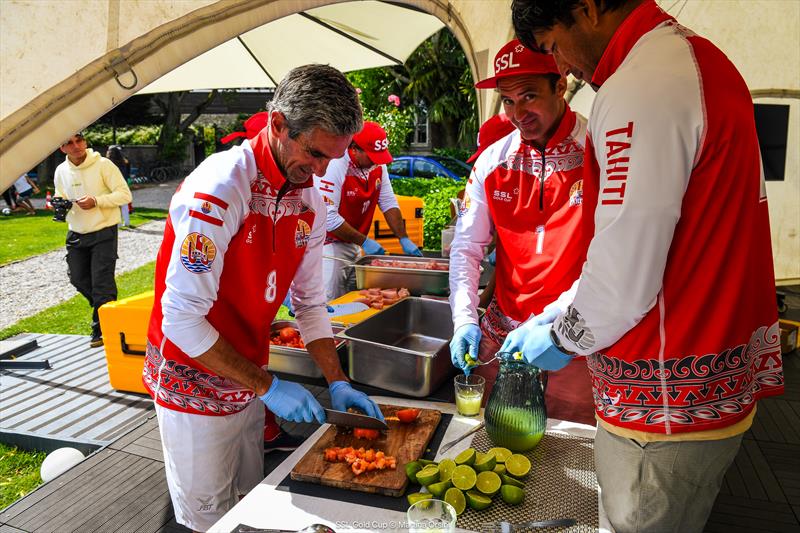 The Tahiti team prepare the poisson cru on SSL Gold Cup Africa and Oceania Qualifier Day 2 - photo © Martina Orsini / SSL Gold Cup